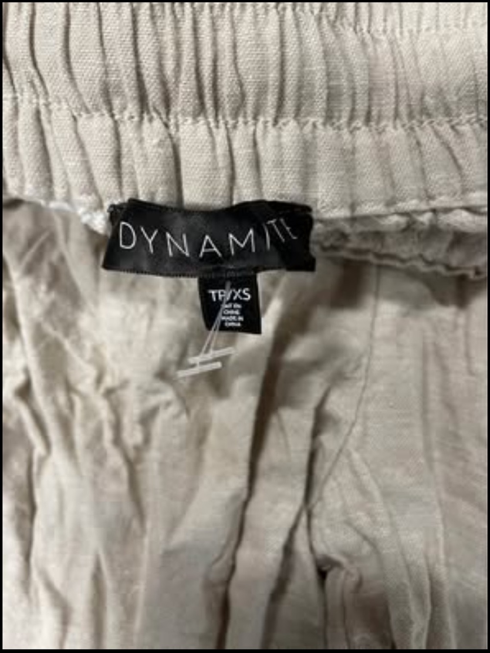 Dynamite Cream Drawstring Linen-Style pants - Picture 2 of 2